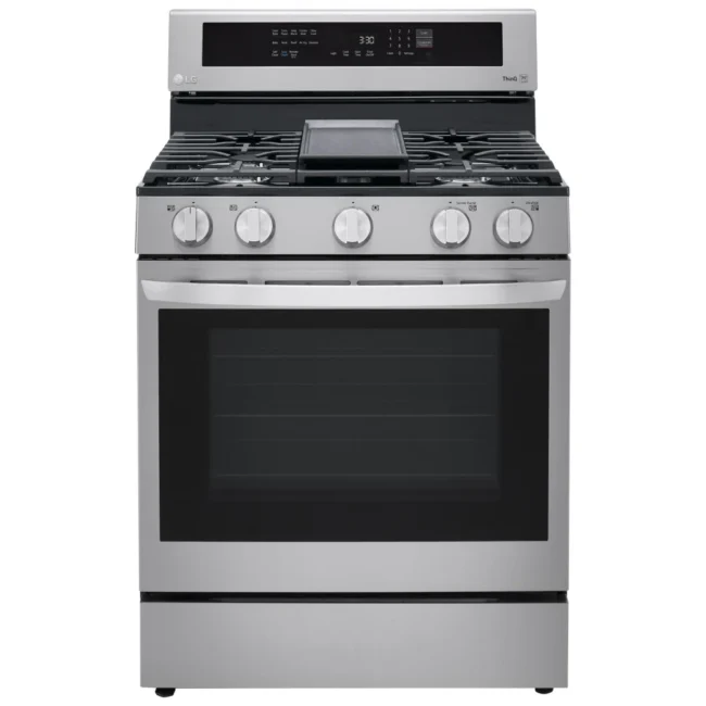 Cuisinière à gaz LG 30 pouces,Convection Air Fry, 5,8 pi³, Acier inoxydable – LRGL5825F