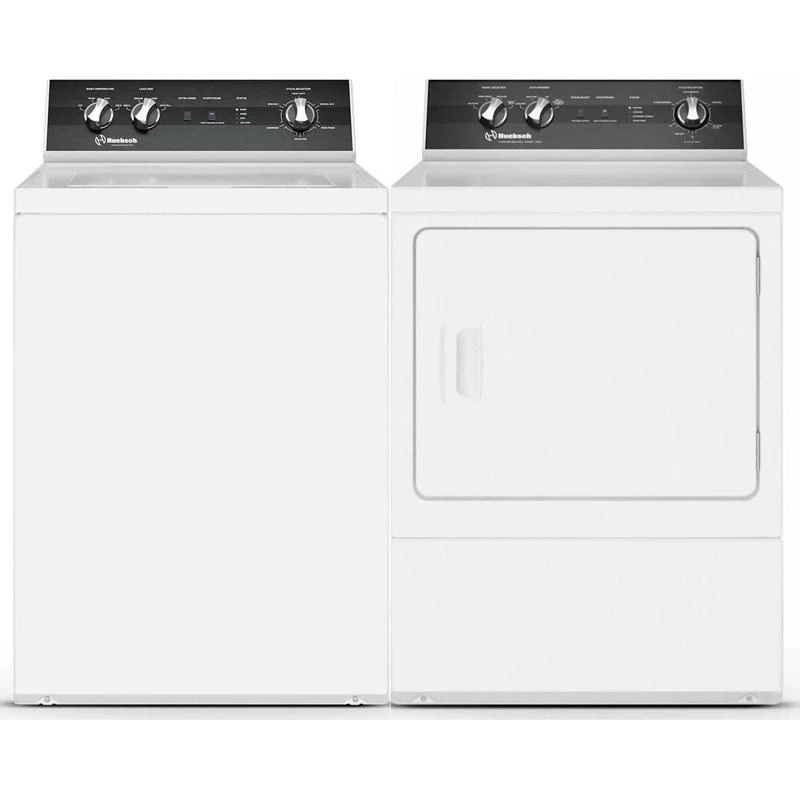 Huebsch 27-inch washer & dryer set - 3.2 cu.ft / 7.0 cu.ft, white - TR5104WN & DR5103WE