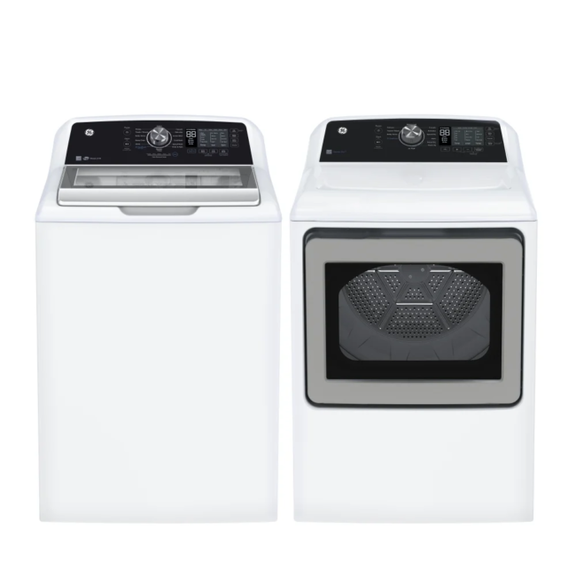 GE Washer & Dryer Set - 27 inch, 5.3 cu.ft / 7.4 cu.ft, white - GTW681BMRWS & GTD68EBMRWS