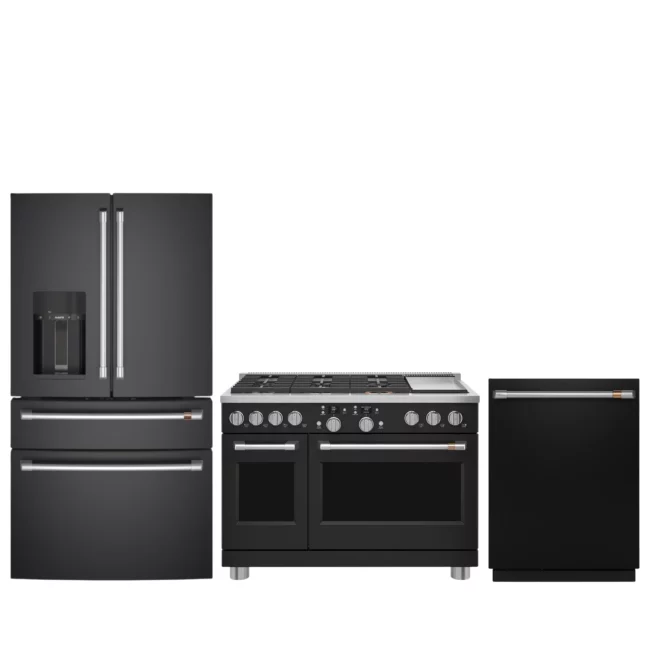 GE Café matt black kitchen set - Fridge + stove + dishwasher - CVE28DP3ND1 + C2Y486P3TD1 + CDT888P3VD1