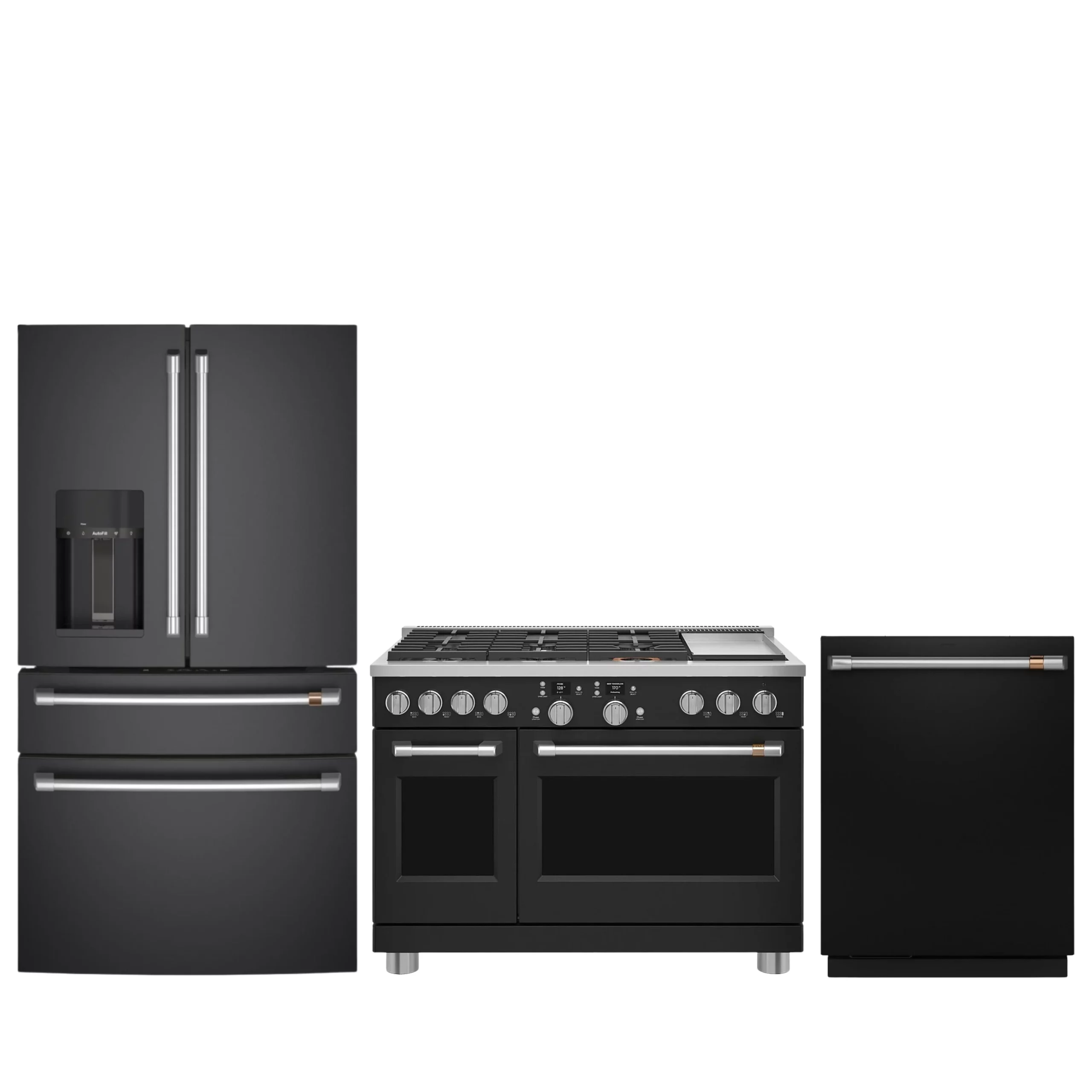 GE Café matt black kitchen set - Fridge + stove + dishwasher - CVE28DP3ND1 + C2Y486P3TD1 + CDT888P3VD1