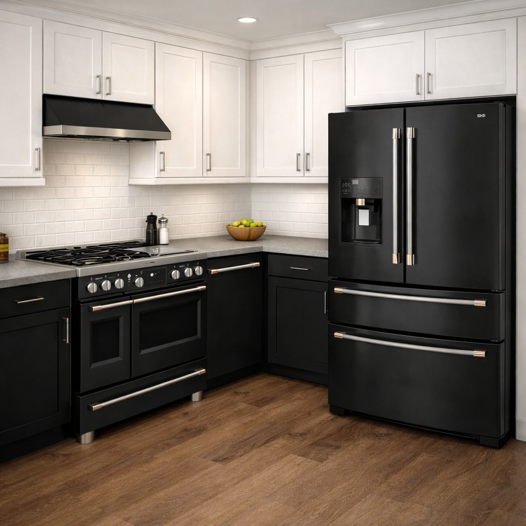 Ensemble cuisine GE Café noir mat – Réfrigérateur + cuisinière + lave-vaisselle – CVE28DP3ND1 + C2Y486P3TD1 + CDT888P3VD1 - Image 2