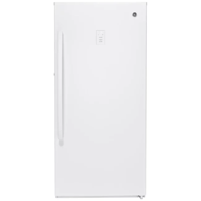 Congélateur vertical GE – 28 pouces, 14,1 pi³, blanc – FUF14DLRWW