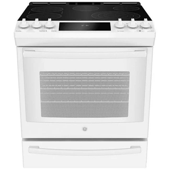 Cuisinière électrique GE Profile ,30 pouces 5 brûleurs, blanc – PCS940DMWW