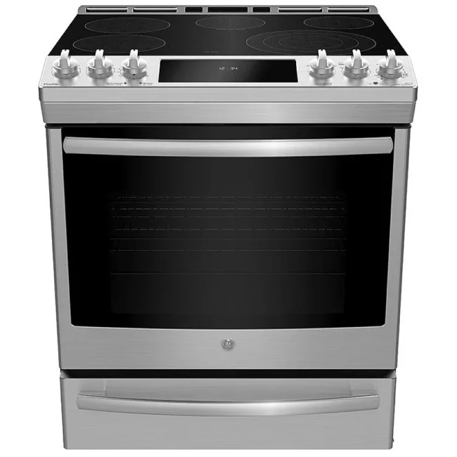 Cuisinière électrique GE Profile, 30 pouces 5 brûleurs, inox – PCS940YMFS