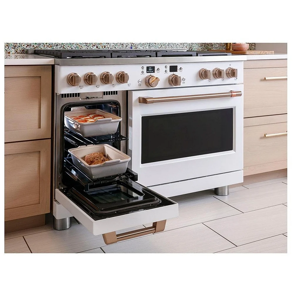 Cuisinière à biénergie GE Café – 48 pouces, four double 8,25 pi³, blanc mat – C2Y486P4TW2 – Image 6