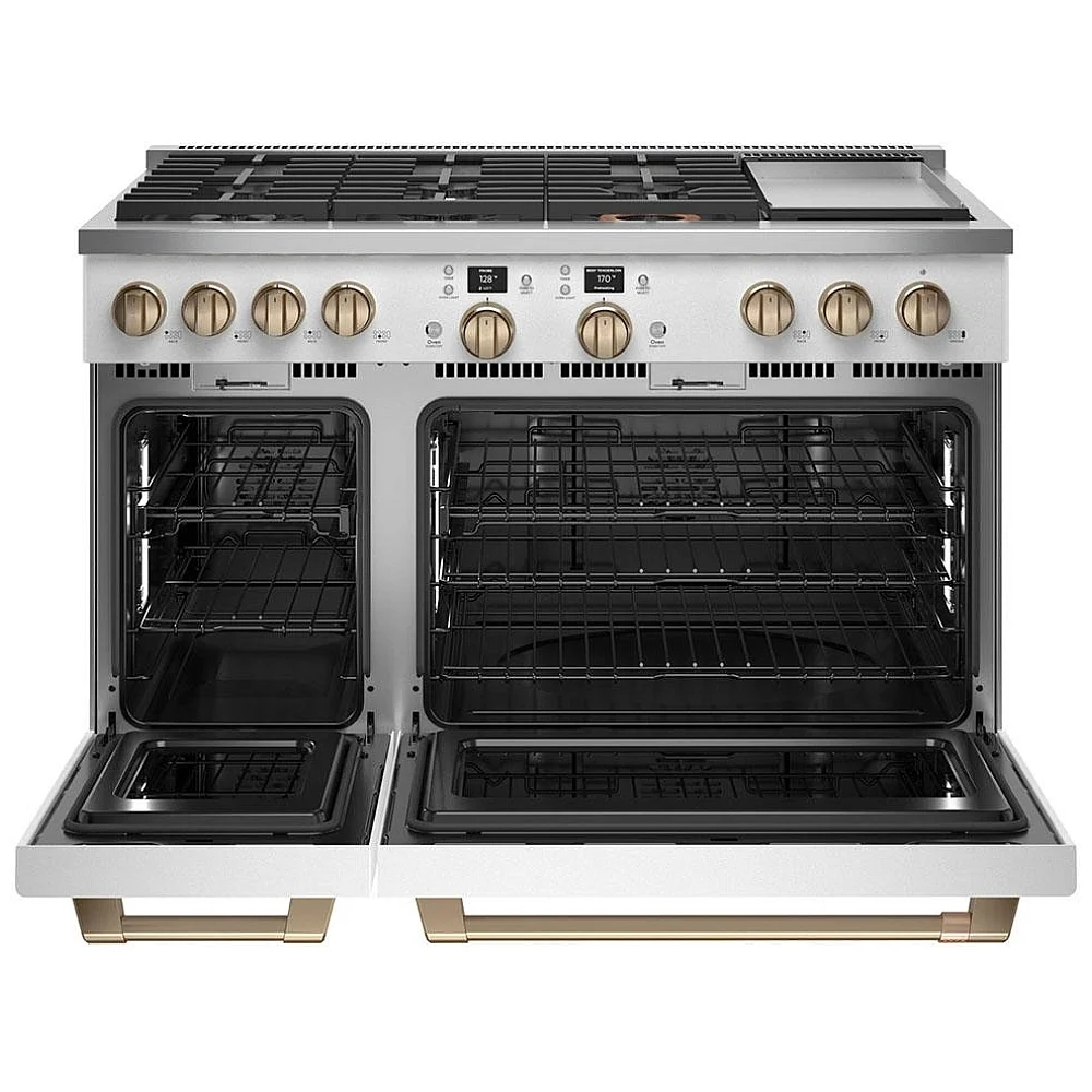 Cuisinière à biénergie GE Café – 48 pouces, four double 8,25 pi³, blanc mat – C2Y486P4TW2 – Image 2