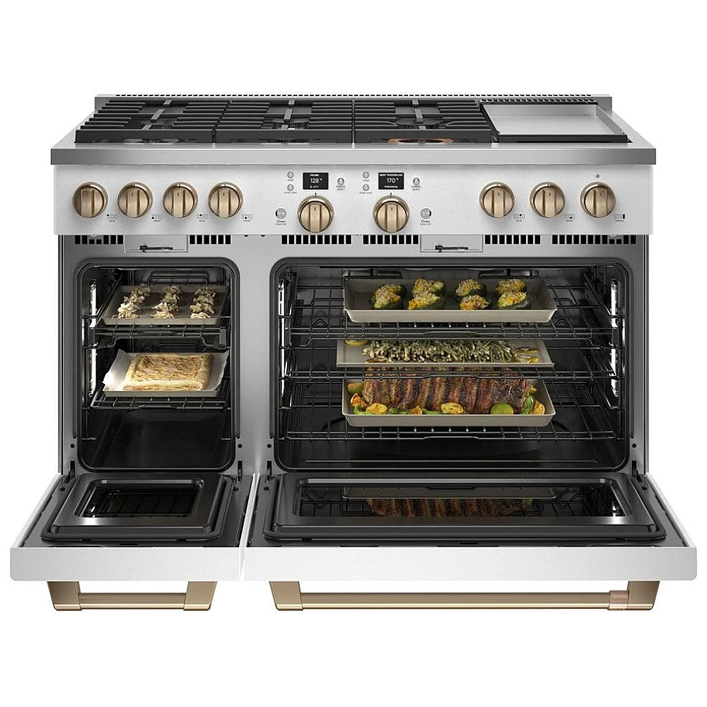 Cuisinière à biénergie GE Café – 48 pouces, four double 8,25 pi³, blanc mat – C2Y486P4TW2 – Image 3