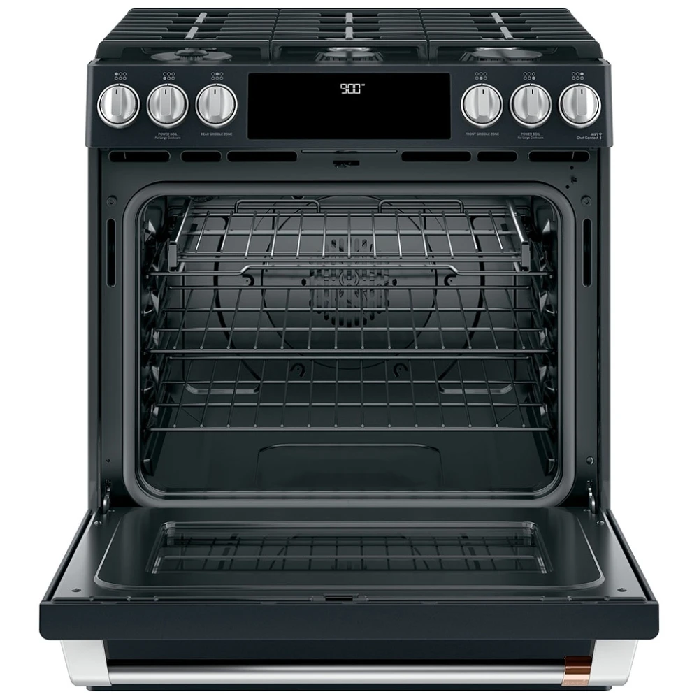 Cuisinière à biénergie GE Café – 30 pouces, 5,6 pi³, noir – CC2S900P3MD1 – Image 2