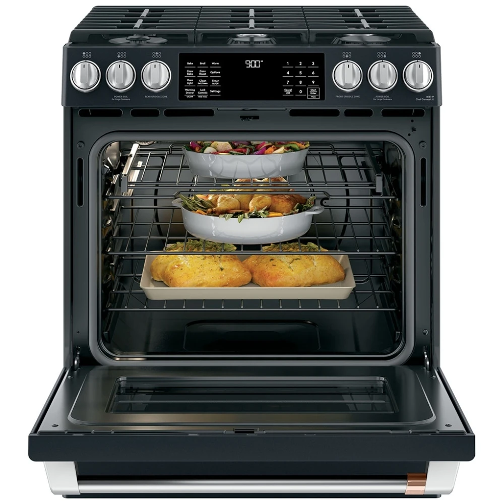 Cuisinière à biénergie GE Café – 30 pouces, 5,6 pi³, noir – CC2S900P3MD1 – Image 3