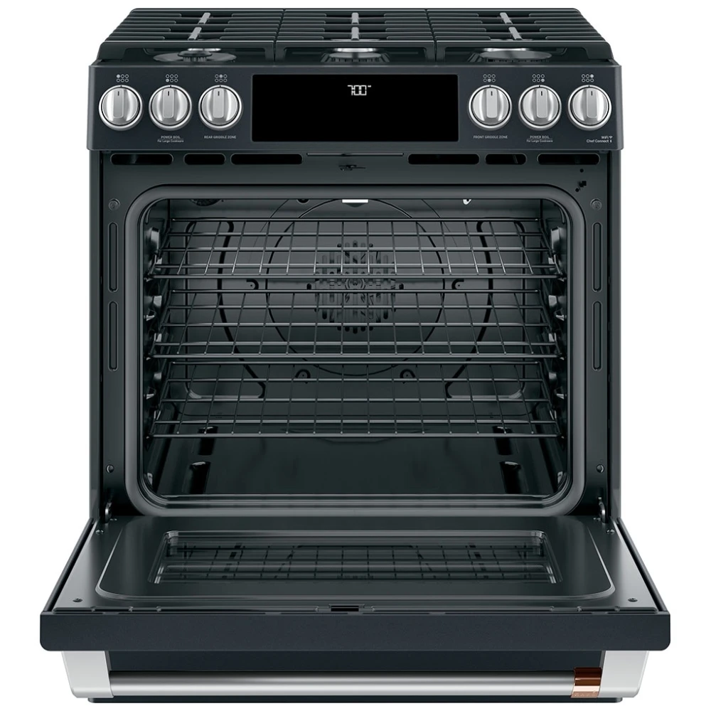 Cuisinière à gaz GE Café – 30 pouces, 5,6 pi³, noir – CCGS700P3MD1 – Image 2