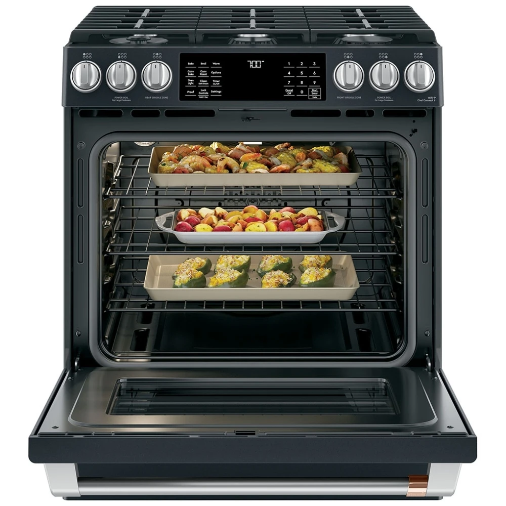 Cuisinière à gaz GE Café – 30 pouces, 5,6 pi³, noir – CCGS700P3MD1 – Image 3