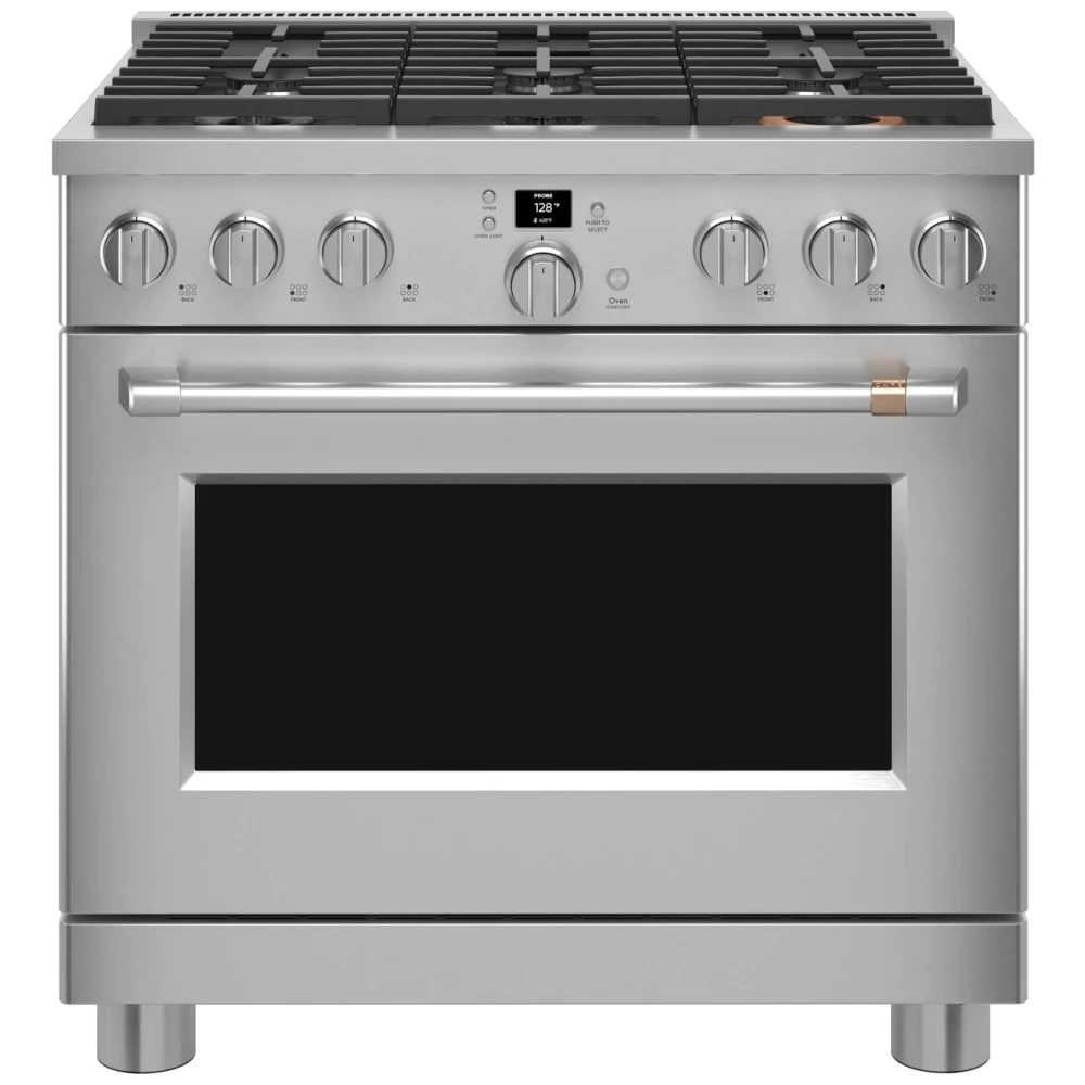 Cuisinière à gaz GE Café – 36 pouces, 6,2 pi³, Acier inoxydable – CGY366P2T1S1