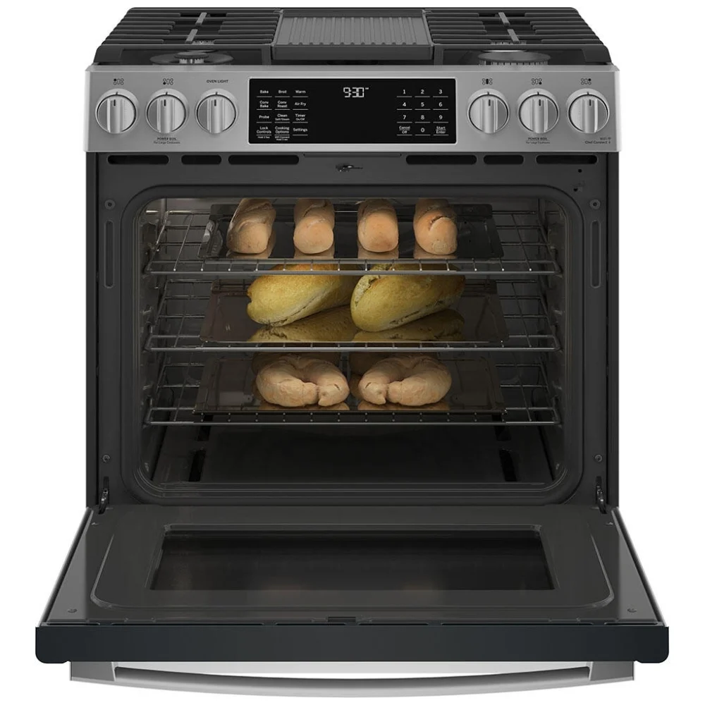 Cuisinière à gaz GE Profile – 30 pouces, 5,6 pi³, convection véritable, inox – PCGS930YPFS – Image 3