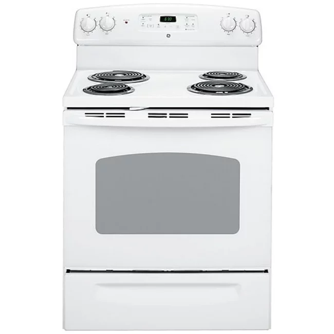 Cuisinière électrique GE – 30 pouces, 5 pi³, blanc – JCBP240DMWW