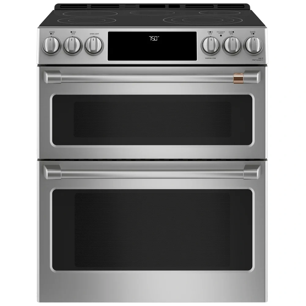 Cuisinière électrique GE Café – 30 pouces, four double 6,7 pi³, inox – CCES750P2MS1