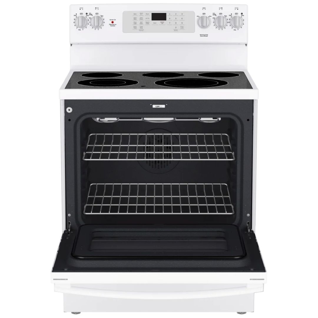Cuisinière électrique GE – 30 pouces, 5 pi³, convection véritable, blanc – JCB840DVWW – Image 2