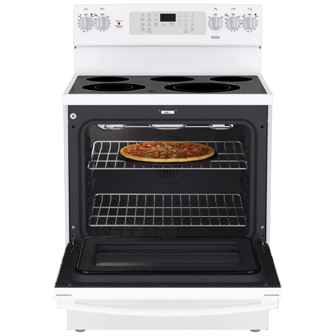 Cuisinière électrique GE – 30 pouces, 5 pi³, convection véritable, blanc – JCB840DVWW – Image 3