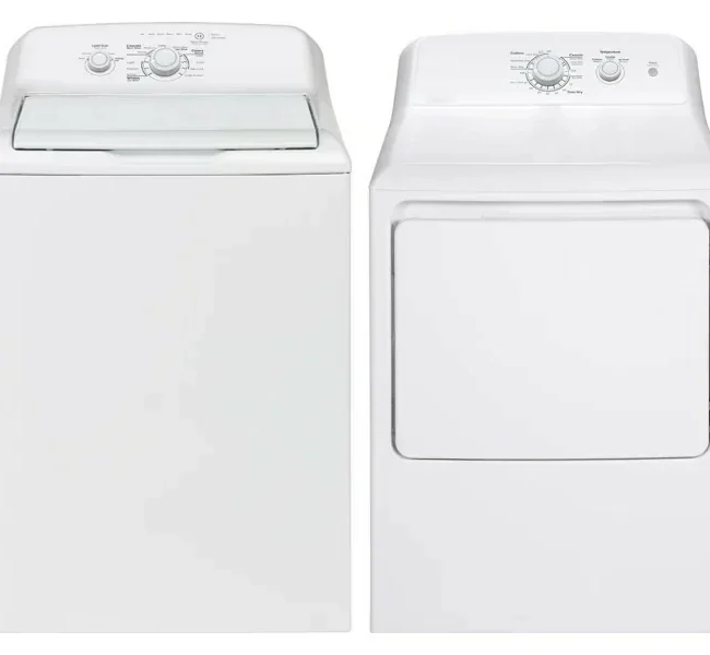 GE washer and dryer set, 27-inch, white - GTW223BMRWW & GTX22EBMRWW