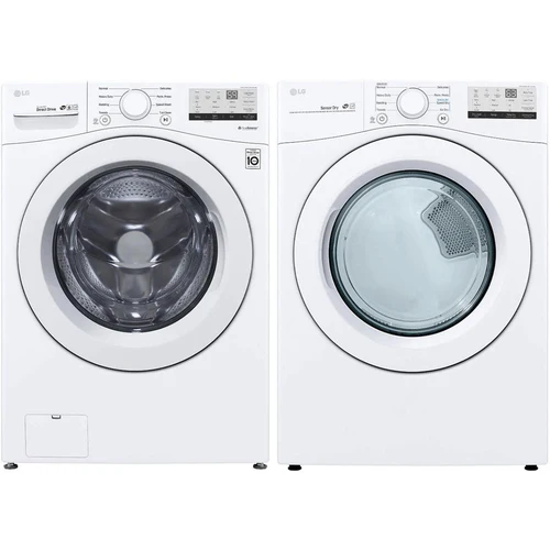 LG washer and dryer set - 27 inch, 5.2 cu. ft. washer & 7.4 cu. ft. electric dryer, white - WM3400CW & DLE3400W