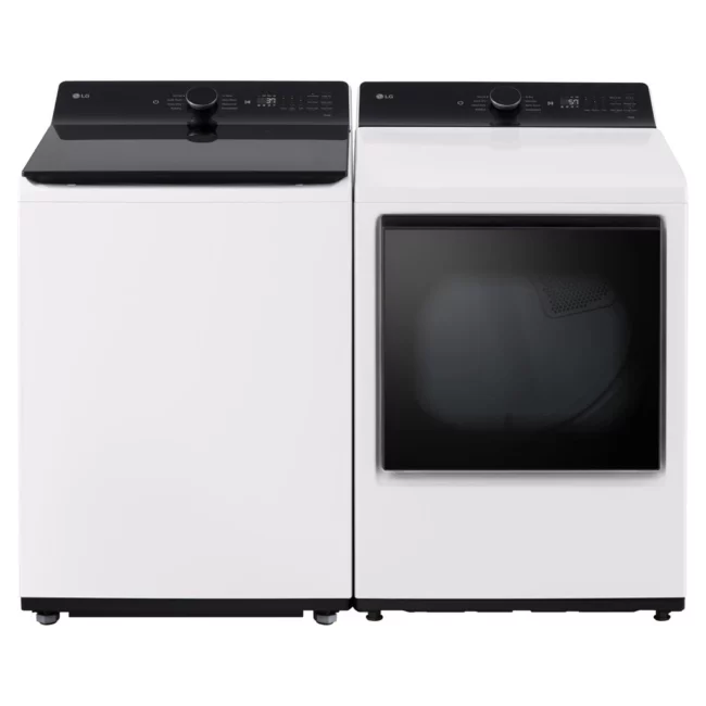 LG washer and dryer set - 27 inch, 6.3 cu. ft. washer & 7.3 cu. ft. electric dryer, white - WT8400CW & DLE8400WE