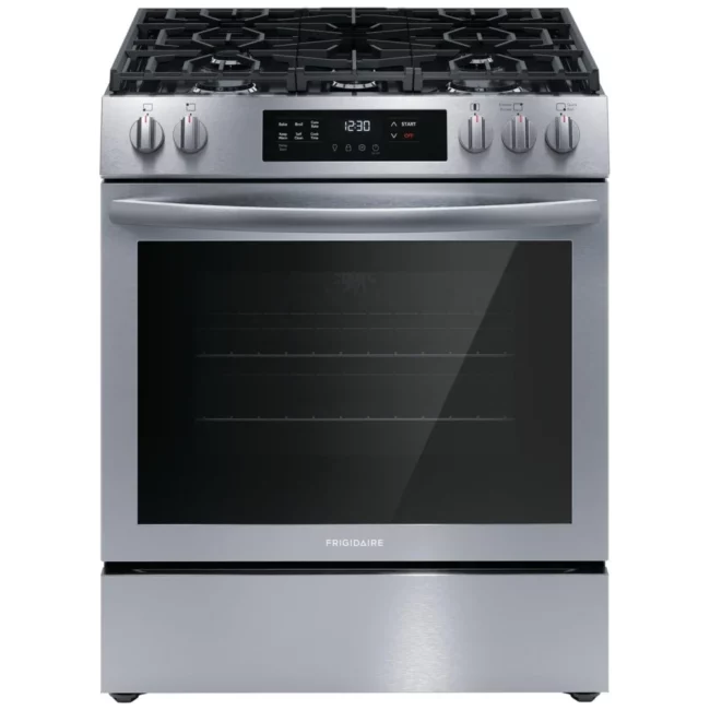 Cuisinière à gaz Frigidaire – 30 pouces, 5.1 pi³, convection, 5 brûleurs, Acier inoxydable – FCFG3083AS