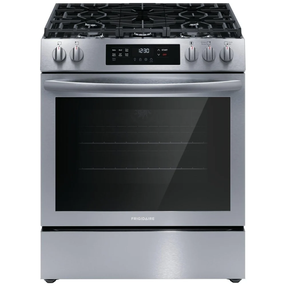 Cuisinière à gaz Frigidaire – 30 pouces, 5.1 pi³, convection, 5 brûleurs, Acier inoxydable – FCFG3083AS