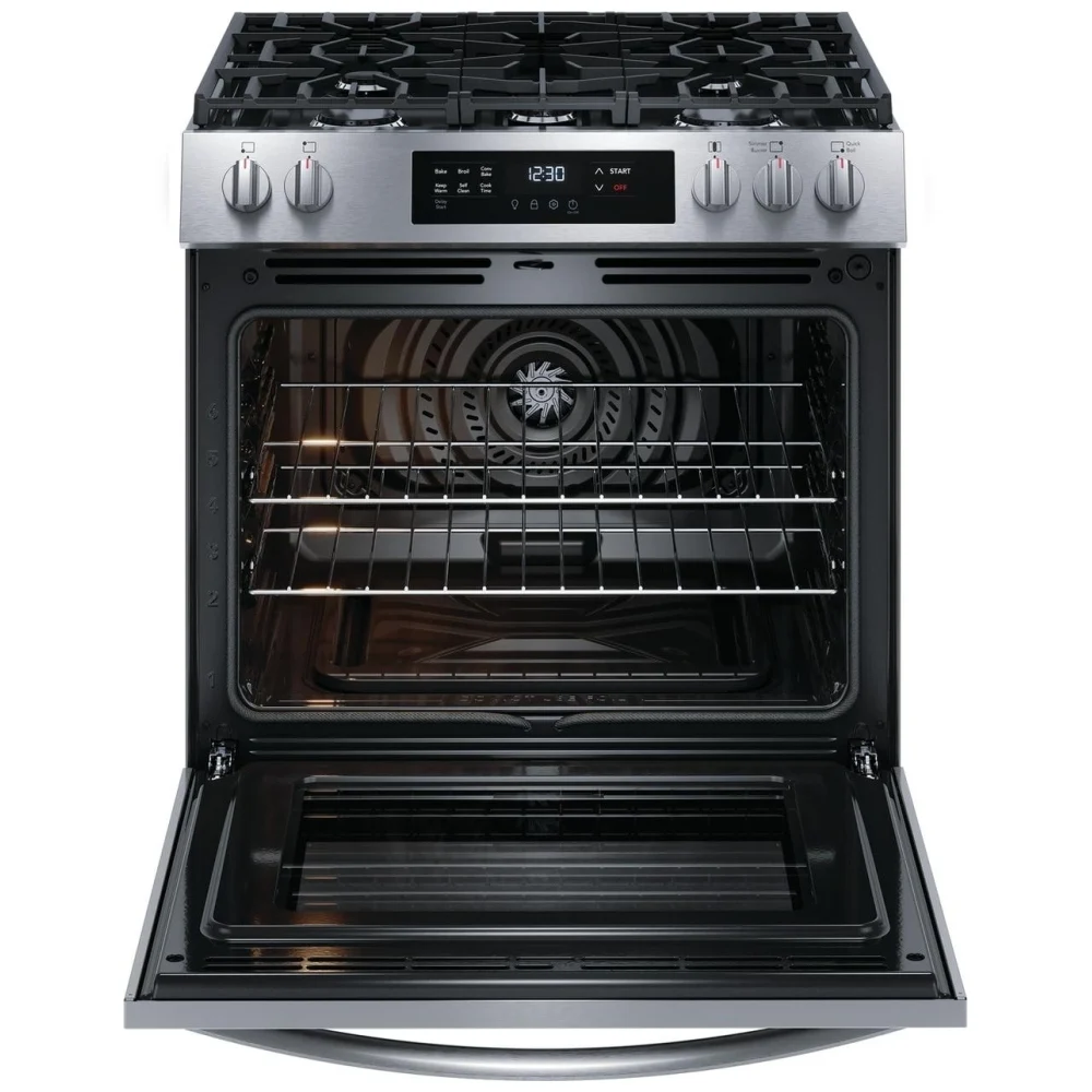 Cuisinière à gaz Frigidaire – 30 pouces, 5.1 pi³, convection, 5 brûleurs, Acier inoxydable – FCFG3083AS – Image 2