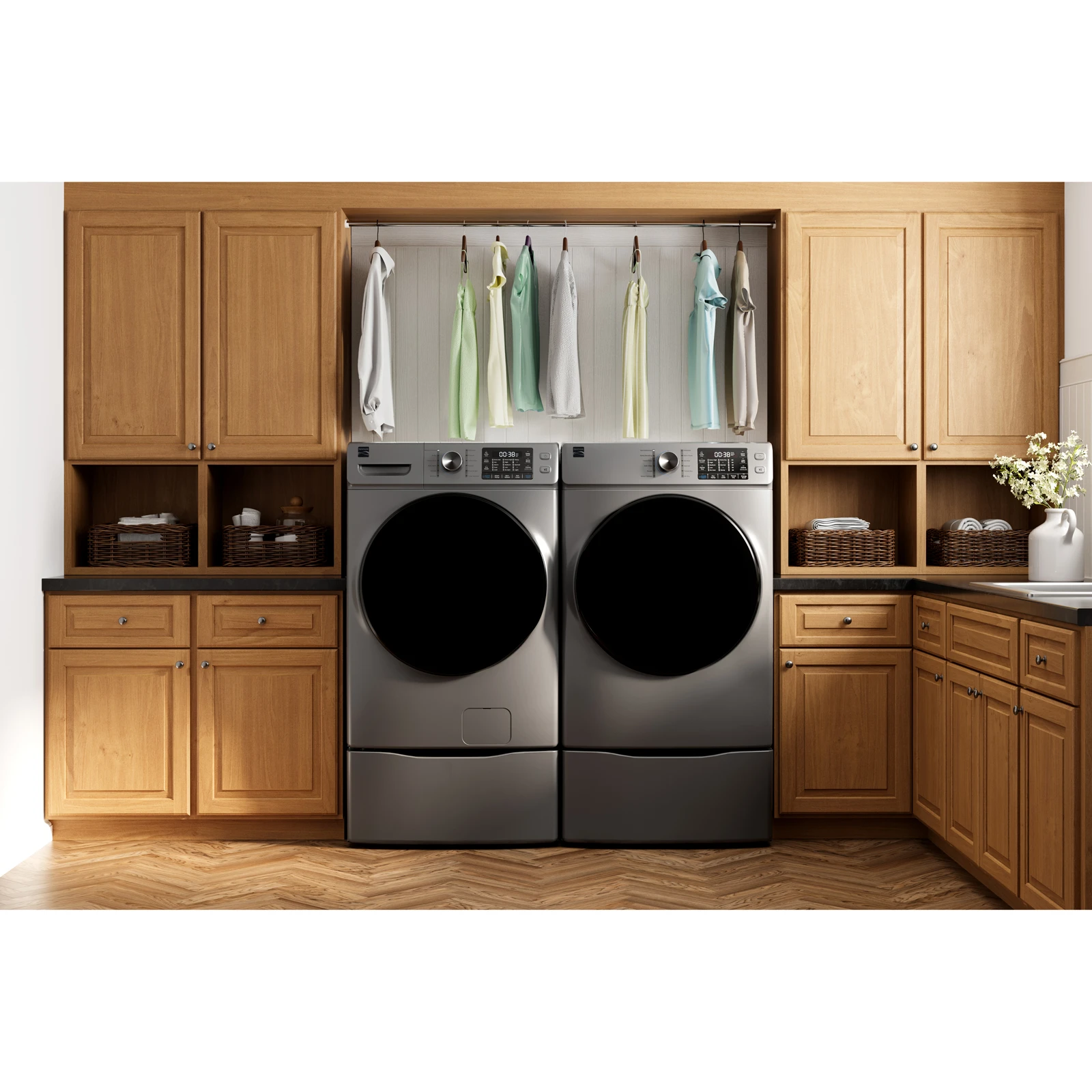 Ensemble laveuse & sécheuse Kenmore 27 pouces – 4,5 pi³ / 8,0 pi³, chargement frontal, gris diamant – 42273 & 92273 - Image 8