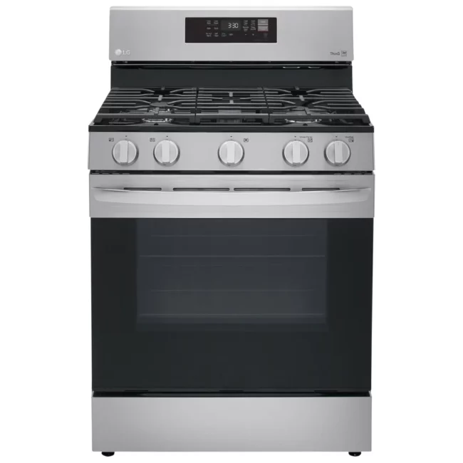 Cuisinière à gaz LG – 30 pouces, 5.8 pi³, convection, 5 brûleurs, Acier inoxydable – LRGL5823S