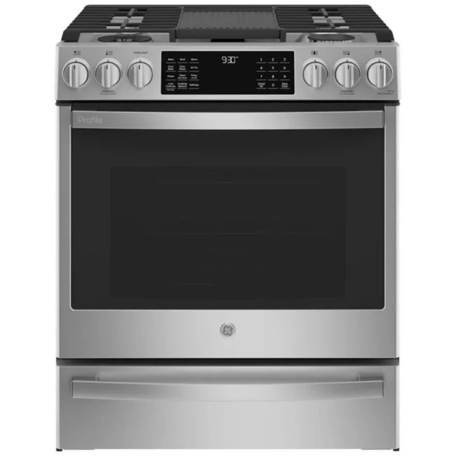 GE Profile Range - 30 inch, 5.6 cu. ft., convection , 5 burners, Stainless Steel - PC2S930YPFS