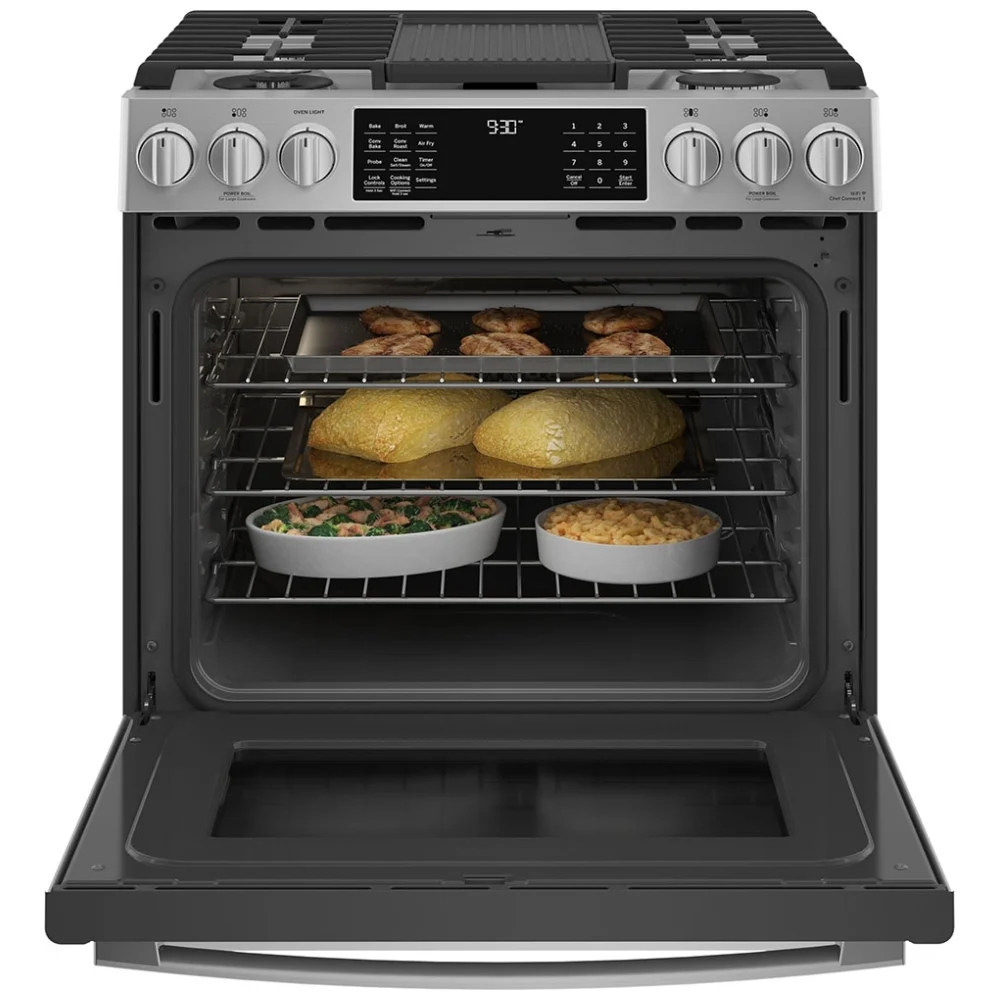 Cuisinière GE Profile – 30 pouces, 5.6 pi³, convection , 5 brûleurs, Acier inoxydable – PC2S930YPFS – Image 3