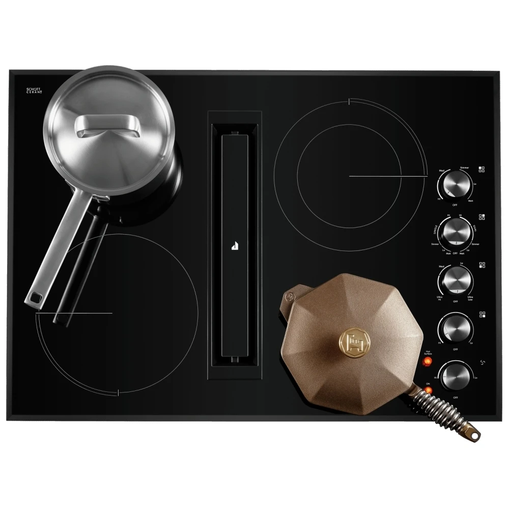 Plaque de cuisson électrique JennAir 30 pouces, Euro Style, avec système de ventilation intégré (downdraft), noire – JED3430GS – Image 4