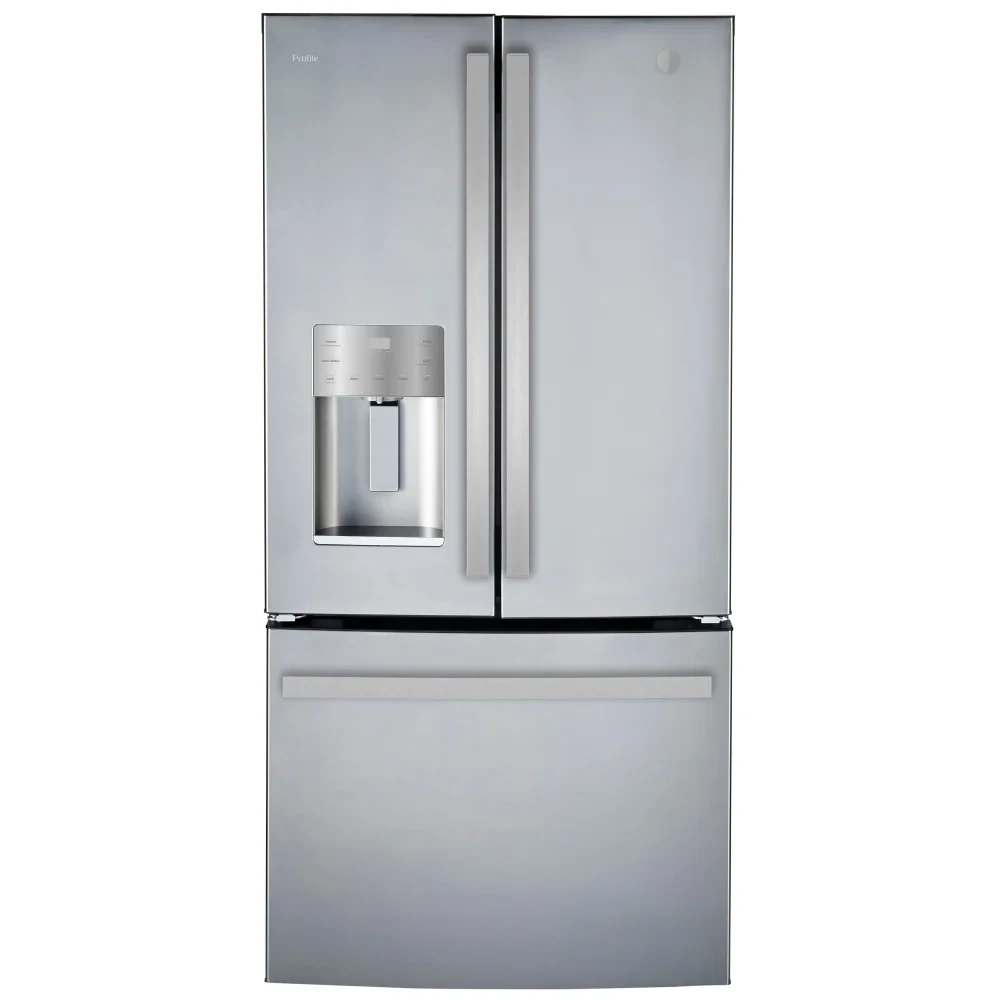 GE Profile French door refrigerator - 33 inches, counter depth, 17.5 cu. ft., stainless steel - PYE18HYRCFS