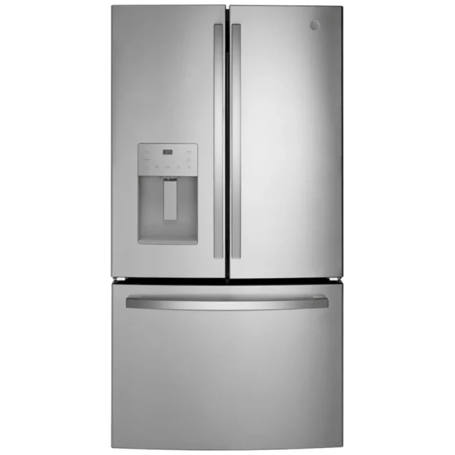 GE French door refrigerator - 36 inch, counter depth, 20.6 cu. ft, stainless steel - GYE21JYMFS