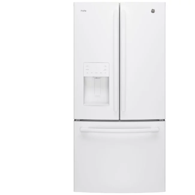 GE Profile French door refrigerator - 33 inches, 23.8 cu. ft., white - PFE24HGLTKWW
