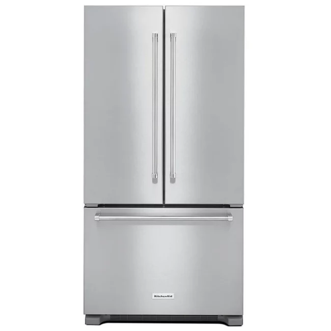 KitchenAid 36-inch French door refrigerator with water and ice, stainless steel - KRFC302ESS