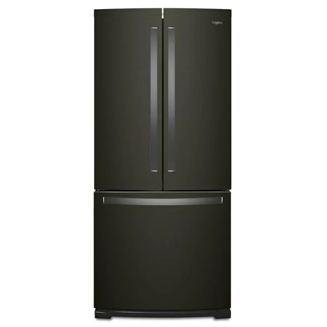 Whirlpool refrigerator with French doors, 30 inches with glass, black stainless steel - WRF560SMHV