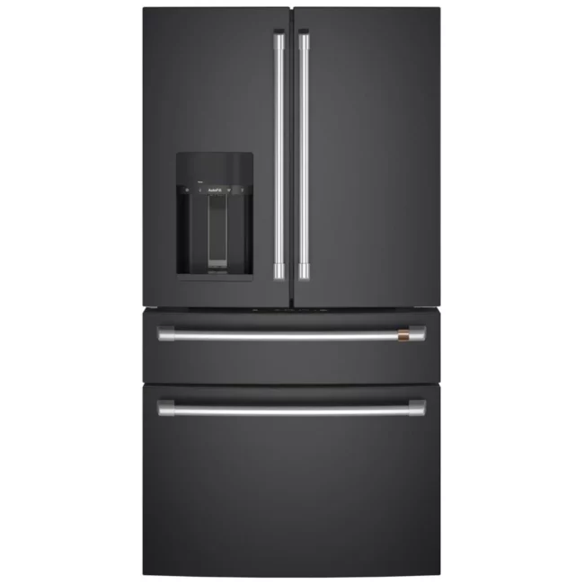 GE Café French door refrigerator - 36 inches, 27.8 cu. ft., black - CVE28DP3ND1