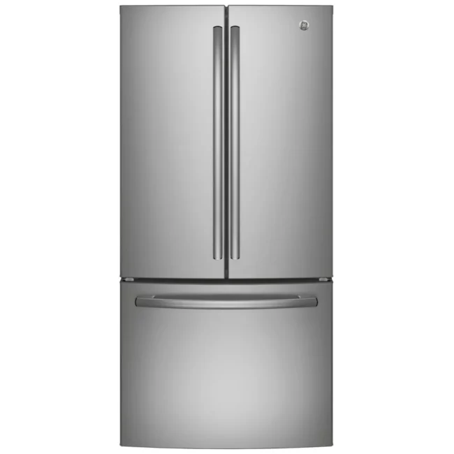GE French door bottom freezer refrigerator - 33 inches, 24.8 cu. ft., stainless steel - GNE25DYRLKFS