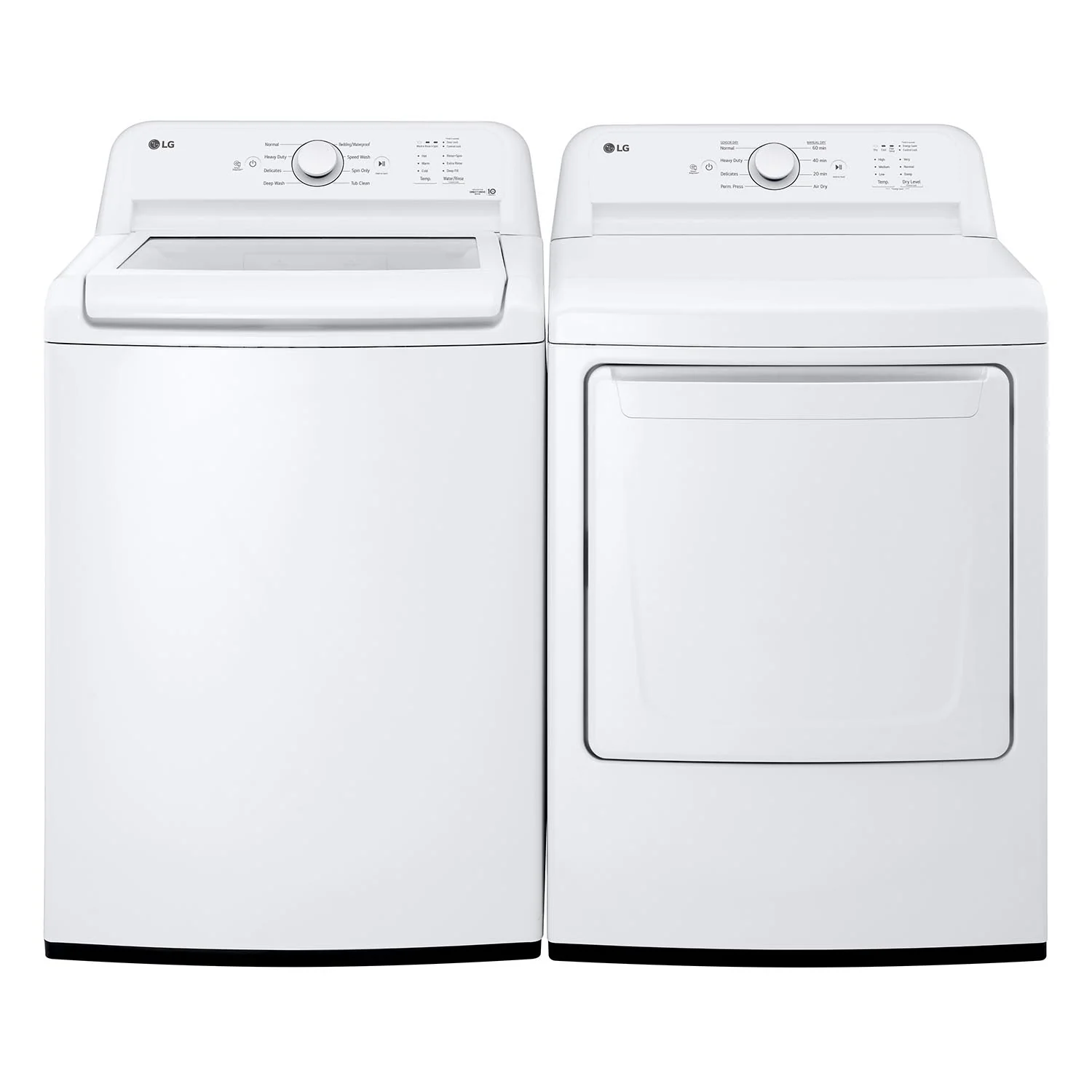 LG top load washer dryer set - 27 inches, 5.6 cu. ft. + 7.3 cu. ft., white - WT7155CW & DLE6100W