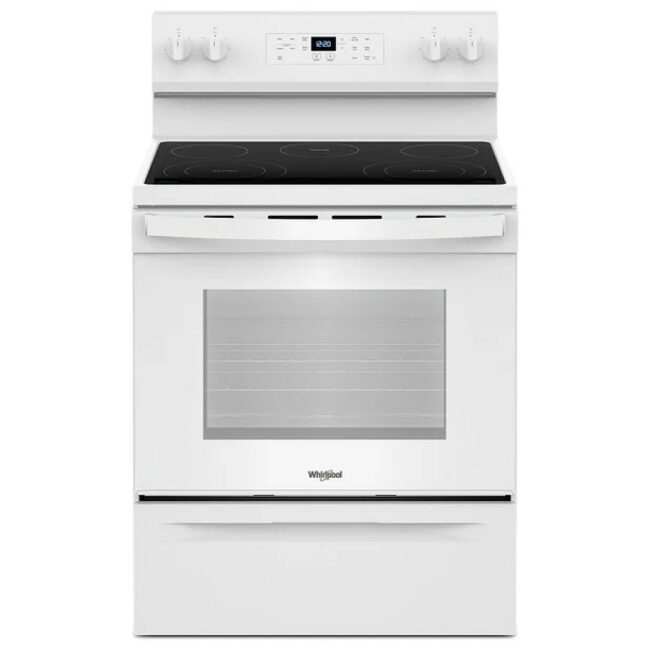 Cuisinière électrique Whirlpool, 30 pouces, 5.3 pi³, 5 brûleurs, blanche – YWFES3330RW