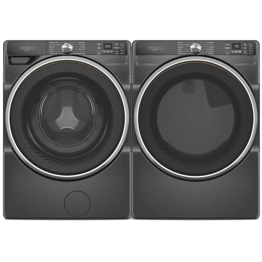 Ensemble laveuse et sécheuse Whirlpool 27 pouces, 5.8 pi³ + 7.4 pi³, Noir – WFW6720RU & YWED6720RU