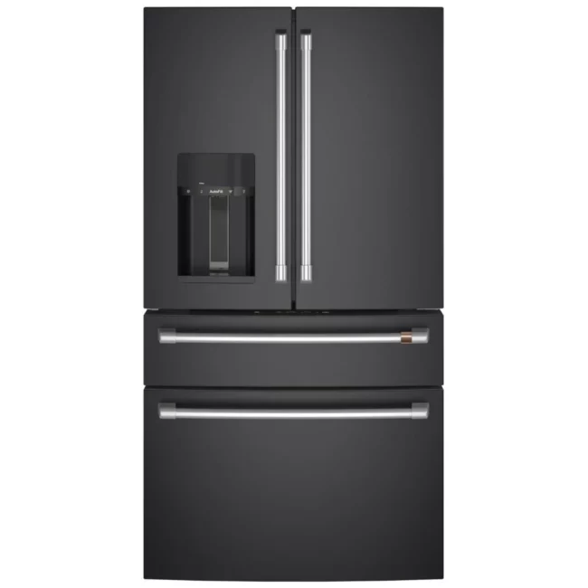 Café French door refrigerator - 36in, 27.8 cu. ft., external ice and water dispenser, ENERGY STAR, black - CVE28DP3ND1