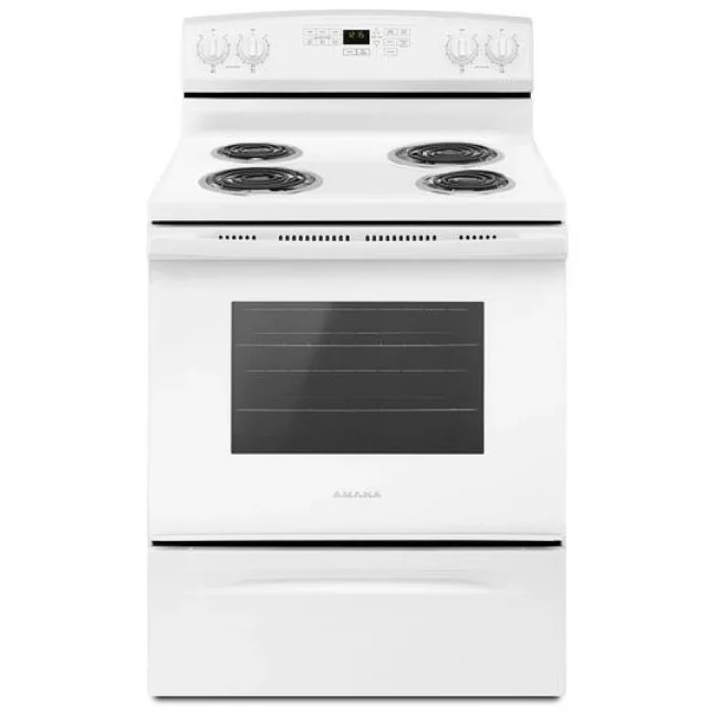 Cuisinière électrique Amana – 30 pouces, 4,8 pi³, autonettoyante, blanc – YACR4503SFW