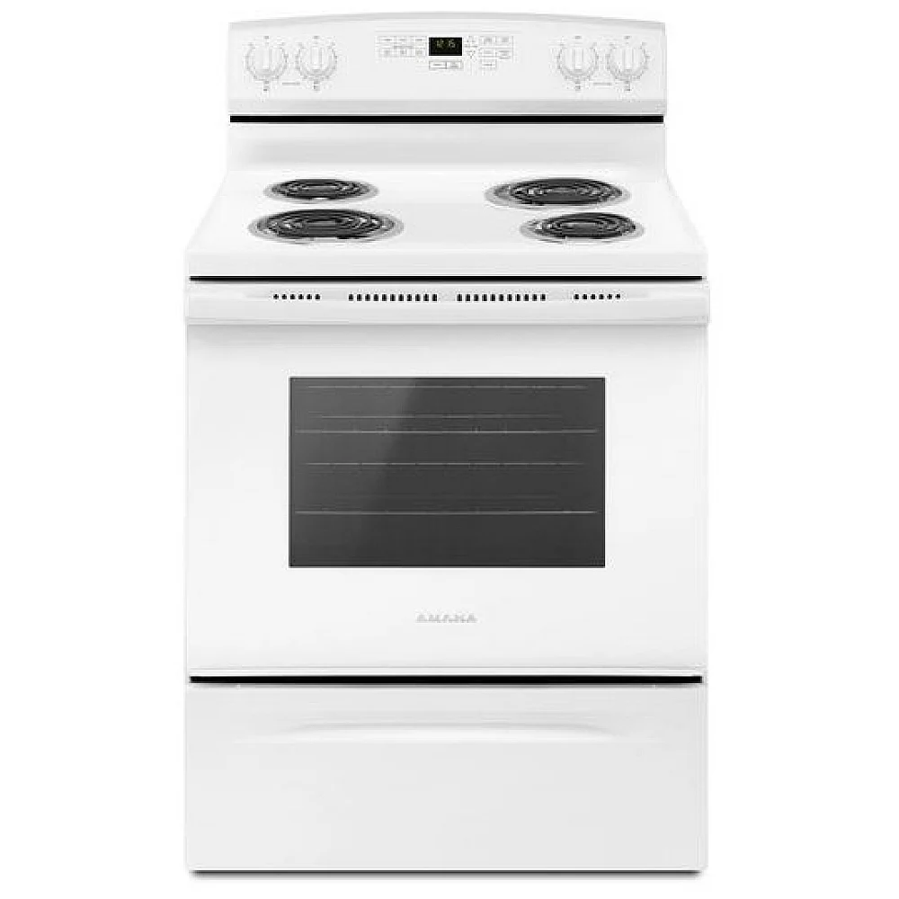 Cuisinière électrique Amana – 30 pouces, 4,8 pi³, autonettoyante, blanc – YACR4503SFW