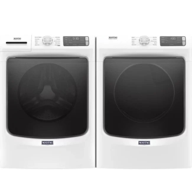Maytag 27-inch, 4.5 cu. ft. + 7.4 cu. ft. washer and dryer set, White - MHW5630HW3 & YMED7020RW