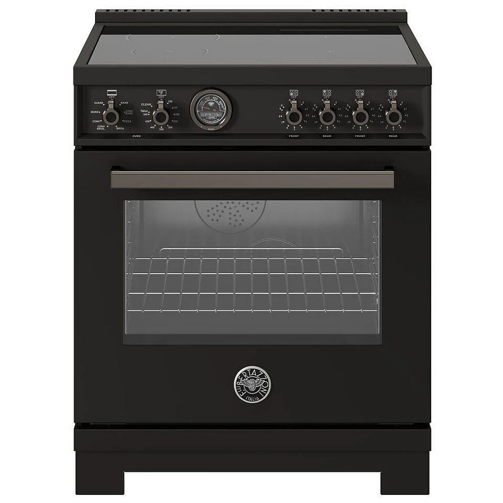 Cuisinière à induction Bertazzoni – 30 pouces, 4,6 pi³, convection européenne véritable, 4 éléments, Carbonio – PRO304IFEPCAT
