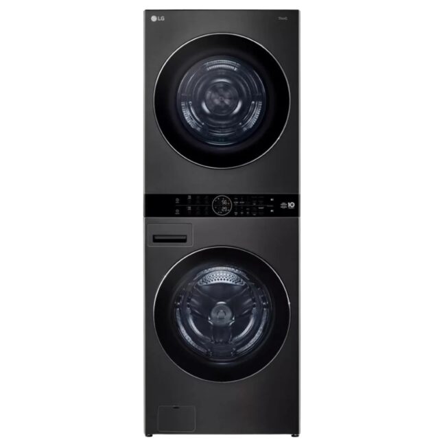 Centre de buanderie LG inox noir 27 pouces, 5,8 pi³, laveuse-sécheuse combiné – WKHC252HBA