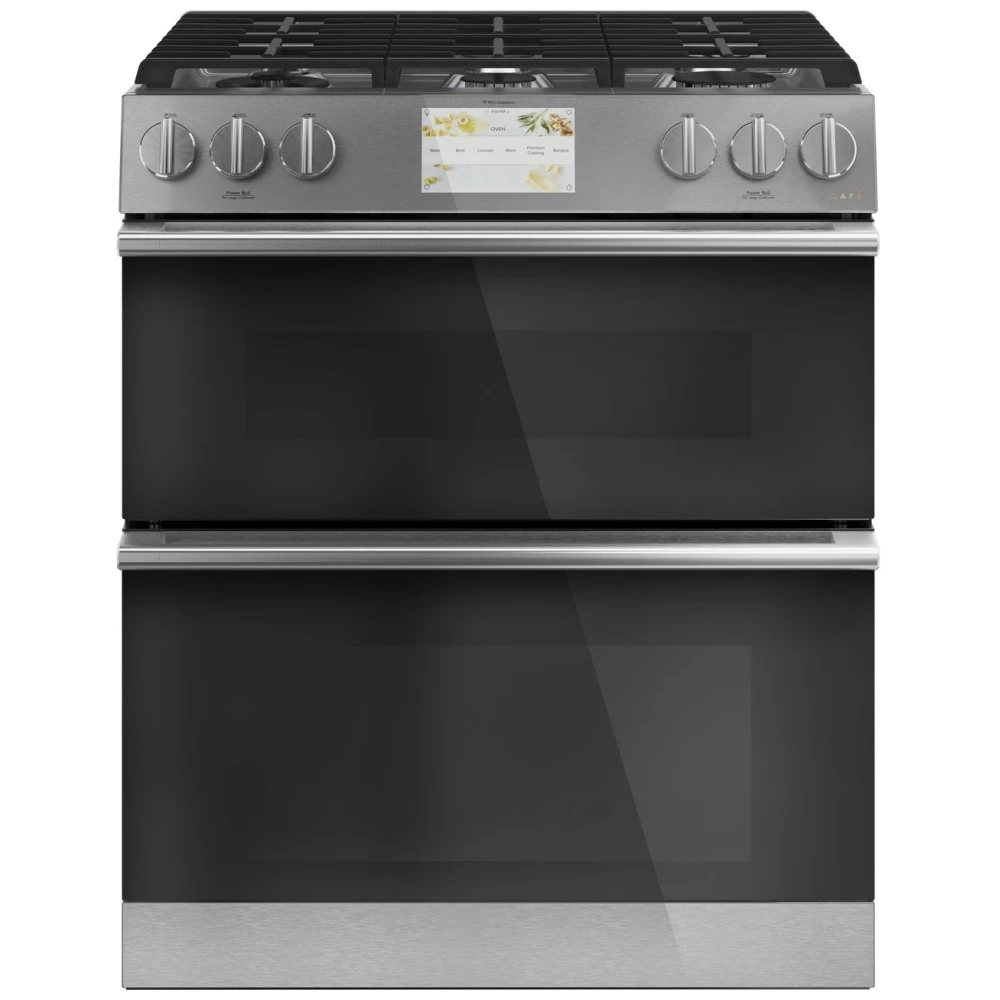 Cuisinière biénergie GE Café – 30 pouces, double four, convection, inox – CC2S950M2NS5